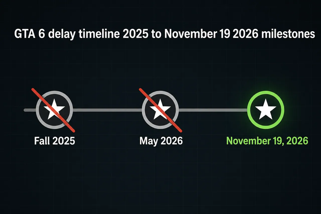GTA 6 delay timeline 2025 to November 19 2026 milestones