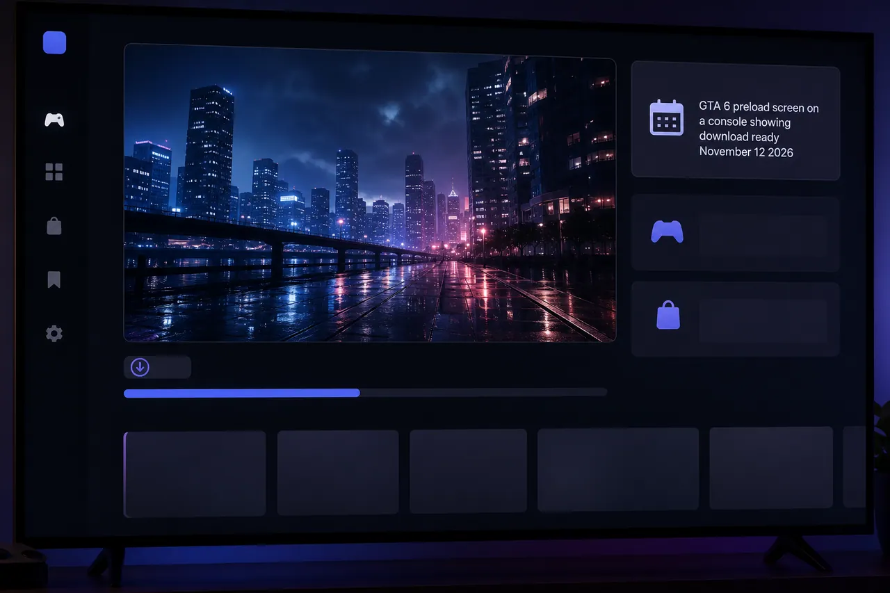 GTA 6 preload screen on a console showing download ready November 12 2026