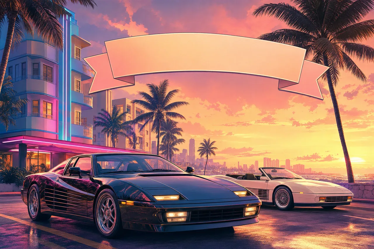 Promotional art for the GTA 6 Vintage Vice City Pack pre-order bonus
