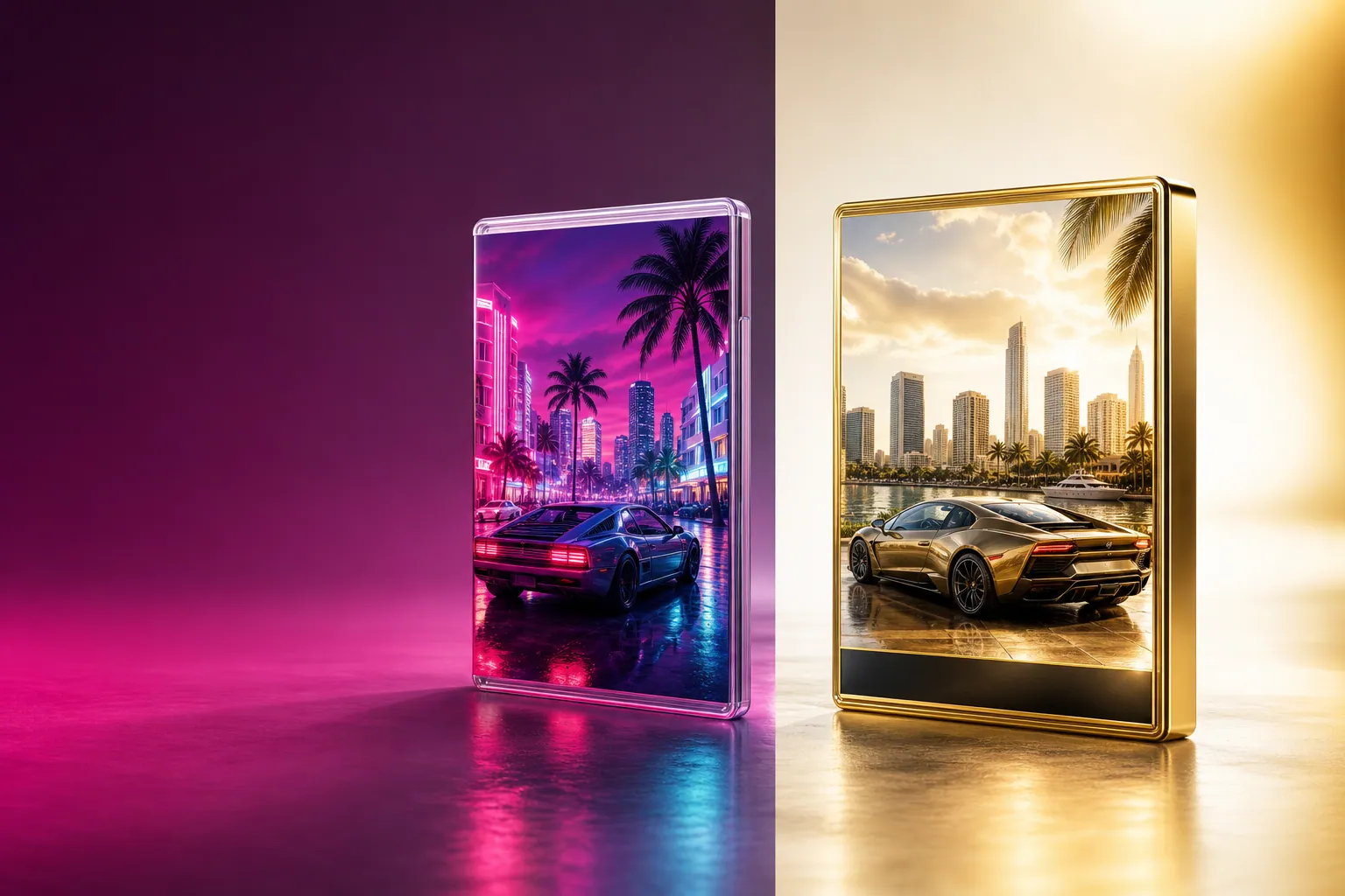 Split-screen comparison of the GTA 6 Standard Edition and Ultimate Edition box art side by side